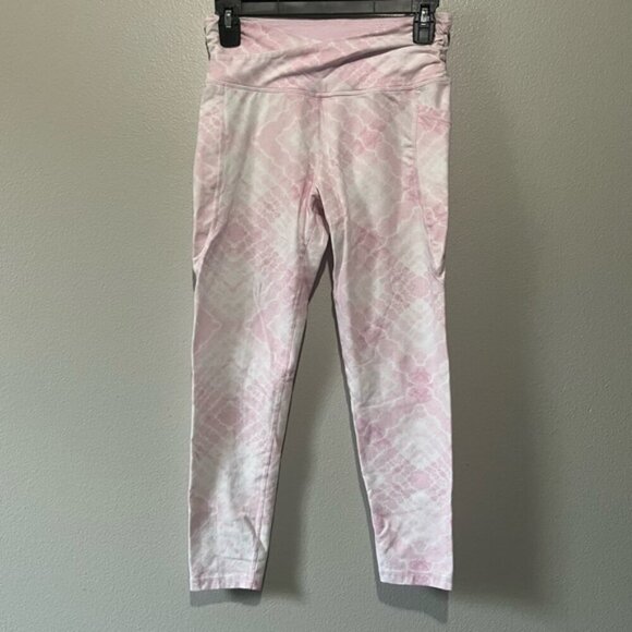 DKNY SPORT- NEW Pastel Pink and White ankle length/capri leggings with V Waist - Picture 1 of 4